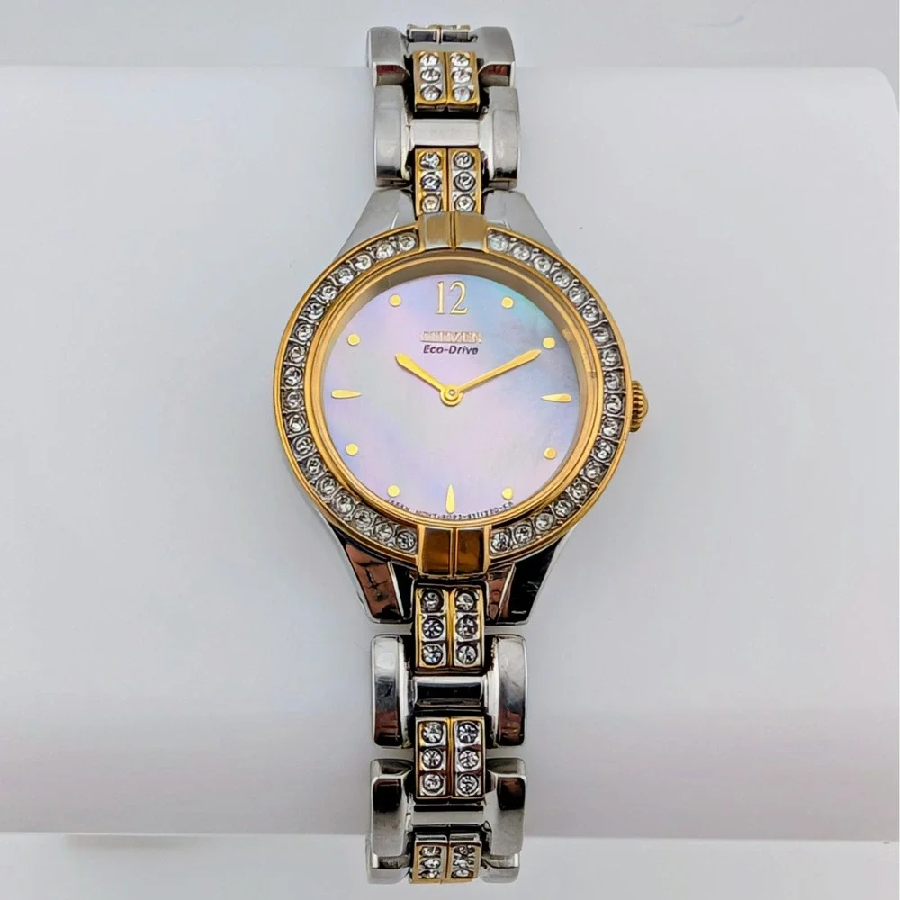 Citizen Stiletto Eco-Drive Diamond Bezel MOP Two-Tone Watch B023-S076382 23mm